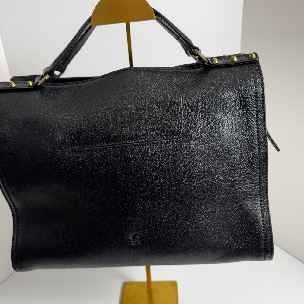 C & C California Leather Bag Satchel Crossbody Tote Medium Black
